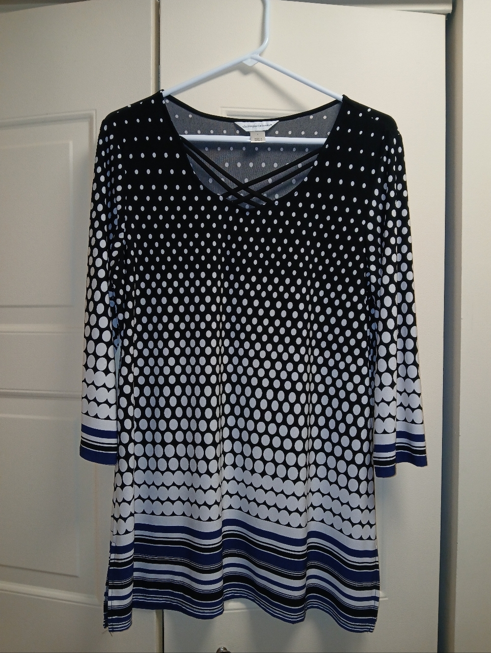 Black & White Polka Dot Crisscross Neck Tunic Top - Christopher Banks